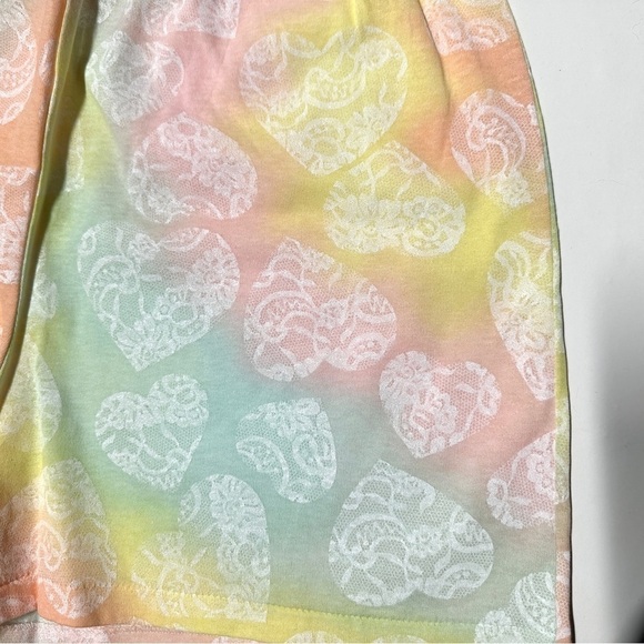 Vintage NWT Tee Shorts Set Pastel Watercolor Lace Hearts Cotton Blend USA Medium - Picture 3 of 15